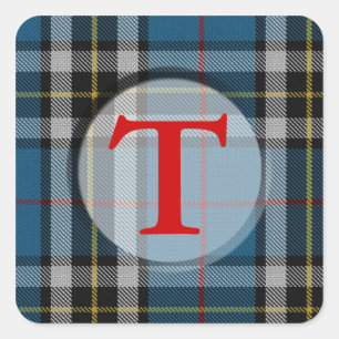 Plaid Monogram/Photo Frame Square Sticker