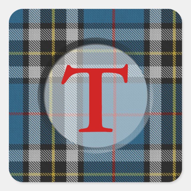 Plaid Monogram/Photo Frame Square Sticker (Front)