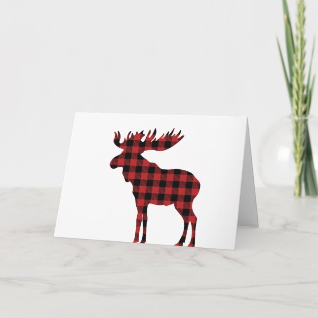 Plaid Moose Christmas Card (Front)