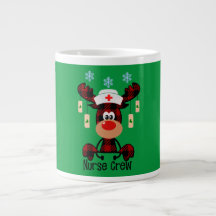Plaid Moose Nurse Crew Funny Nurses Coffe Mug