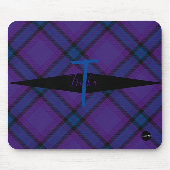 Plaid Mousepad - HAMbyWG - Purple and Blue (Front)