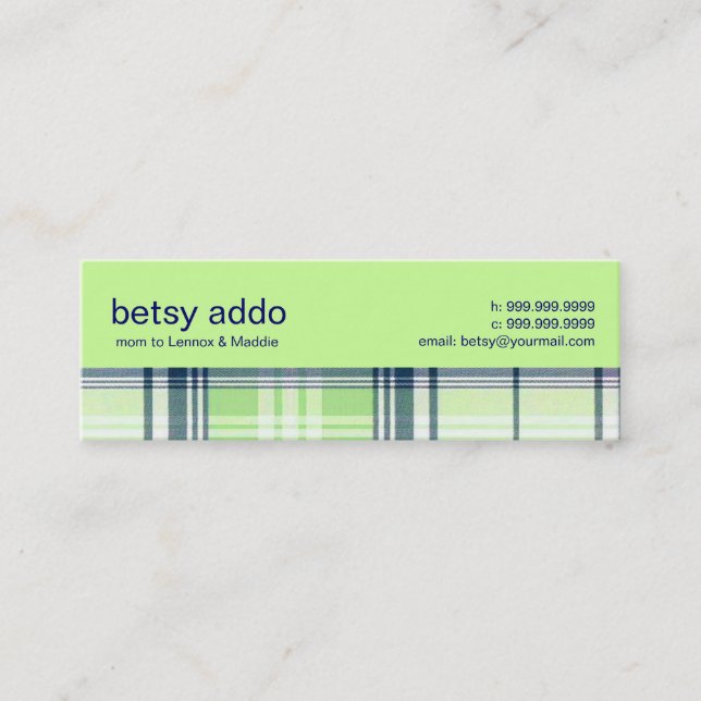 Plaid Mummy Calling Card (Front)