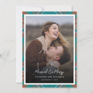 Plaid Newlywed Photo Married Merry Wilson Tartan Holiday Card