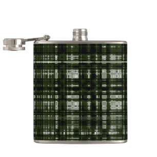 Plaid Olive Green w/Grey Hip Flask