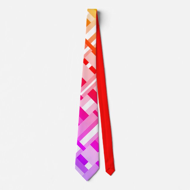 Plaid Ombre in Yellow, Orange, Pink & Purple Tie (Front)
