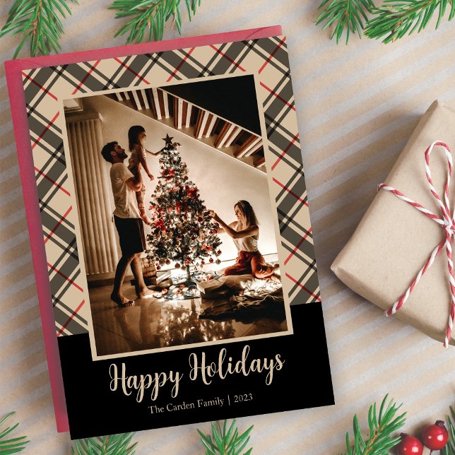 Plaid One Photo Christmas  Holiday Card (Plaid One Photo Christmas Holiday Card)