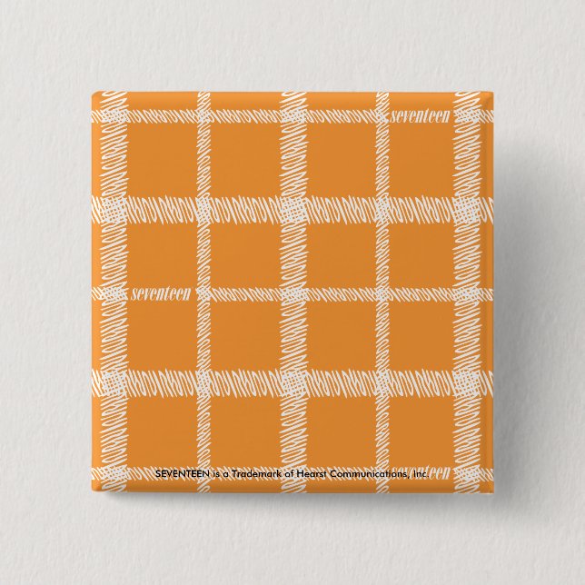 Plaid Orange 15 Cm Square Badge (Front)