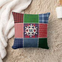 Plaid Patchwork Monogrammed Snowflake Quilt Design