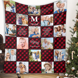 Plaid Patchwork Personalised Cosy 15 Photo Collage Fleece Blanket