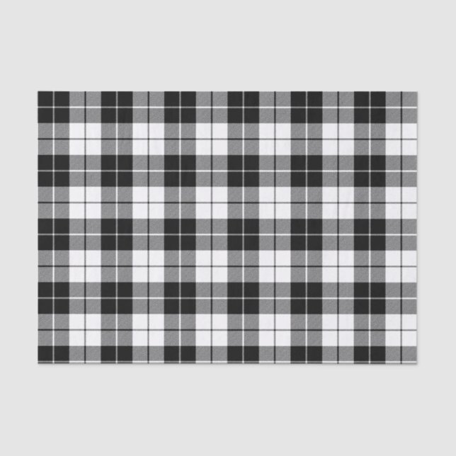 Plaid Pattern Black and White Tissue Paper (Front)