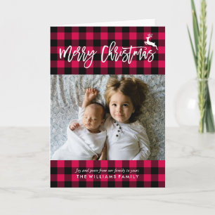 Plaid Pattern Christmas Photo Holiday Card