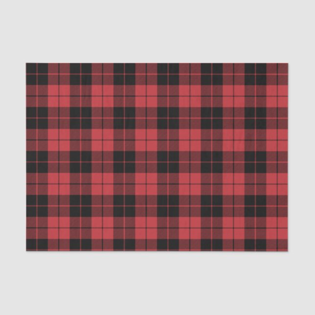 Plaid Pattern Dark Red and Black Tissue Paper (Front)
