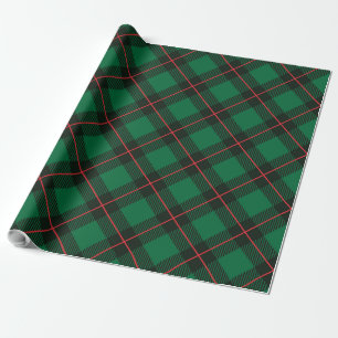 Plaid Pattern green and black with red accent Wrapping Paper