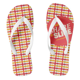 Plaid Pattern Let's Share a Slice Jandals