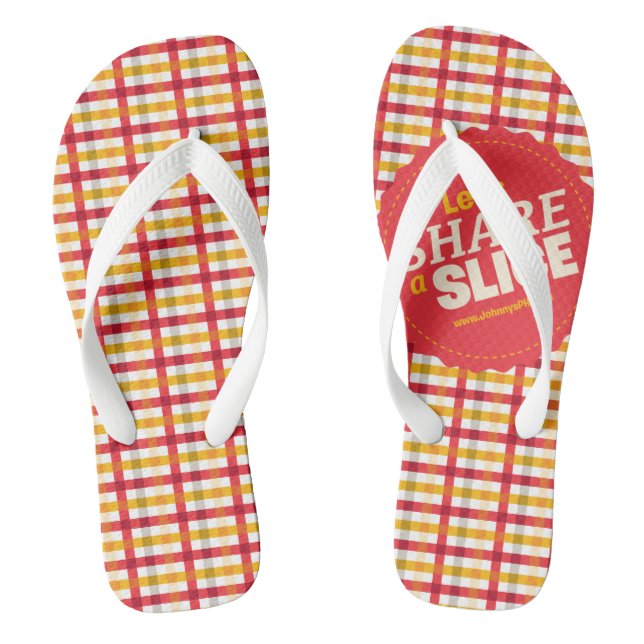 Plaid Pattern Let's Share a Slice Jandals (Footbed)