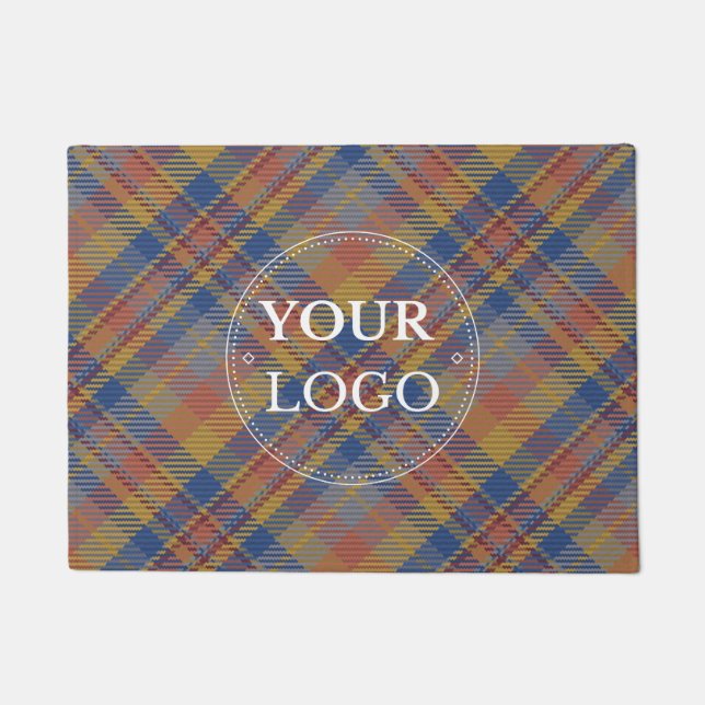 Plaid Pattern Modern Business Logo  Promotional  Doormat (Front)