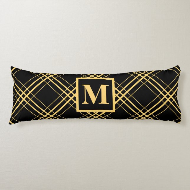Plaid Pattern & Monogram Body Cushion (Front)
