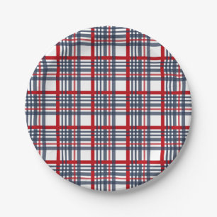 Plaid pattern paper plate