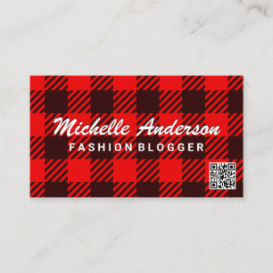 Plaid Pattern   QR Code Business Card