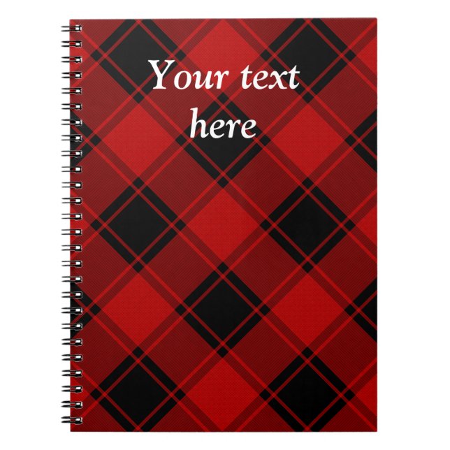 Plaid Pattern - Red and Black Spiral Notebook (Front)