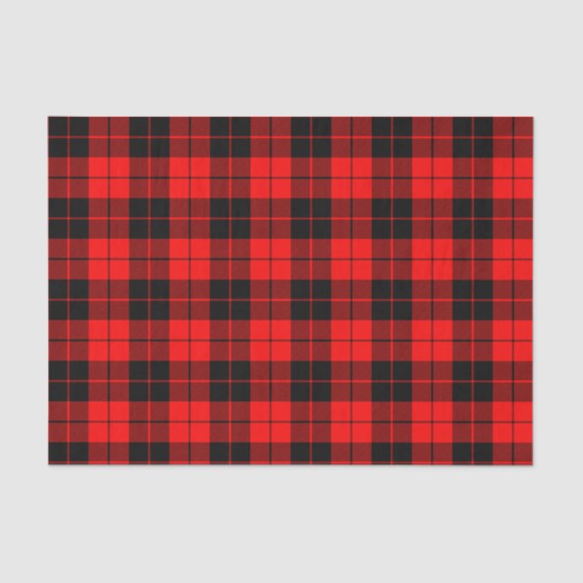Plaid Pattern Red and Black Tissue Paper (Front)