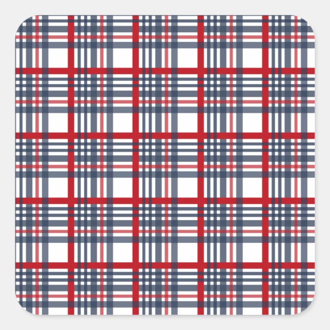 Plaid pattern square sticker (Front)