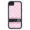 Plaid Pattern with Monogram - black blush pink