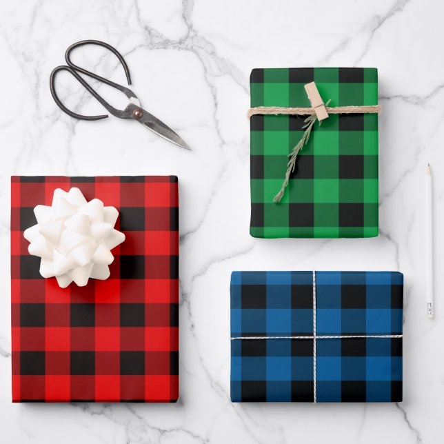 Plaid pattern wrapping paper sheets (Front)