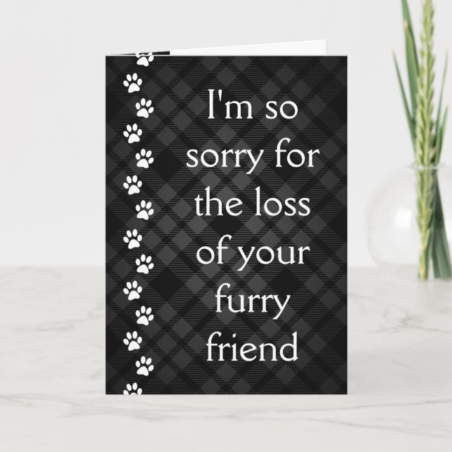 plaid paws pet loss sympathy card (Front)