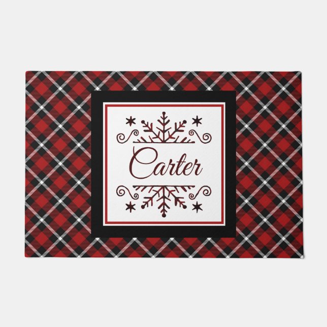 Plaid Personalised snowflake   Doormat (Front)