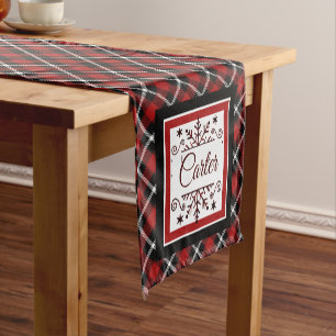 Plaid Personalised snowflake Short Table Runner