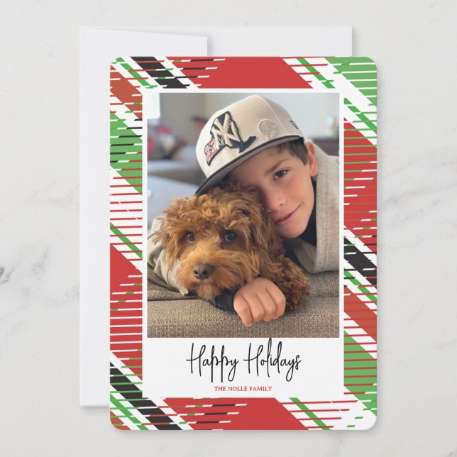 Plaid Photo Holiday Card (Front)