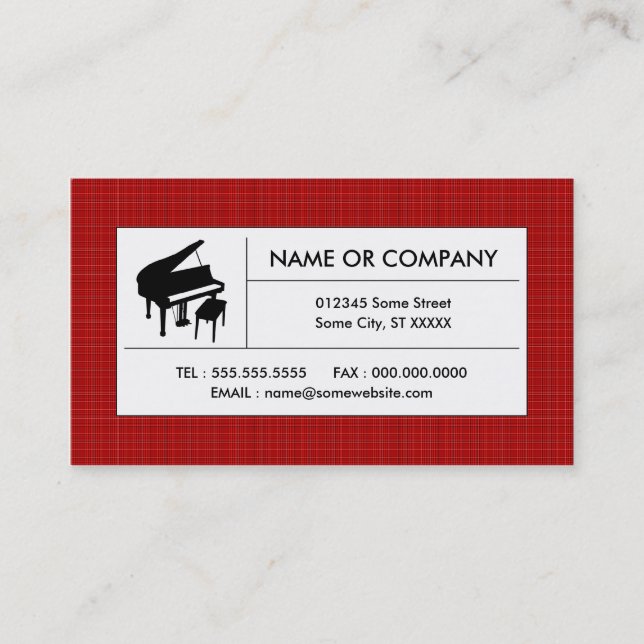 plaid piano business card (Front)