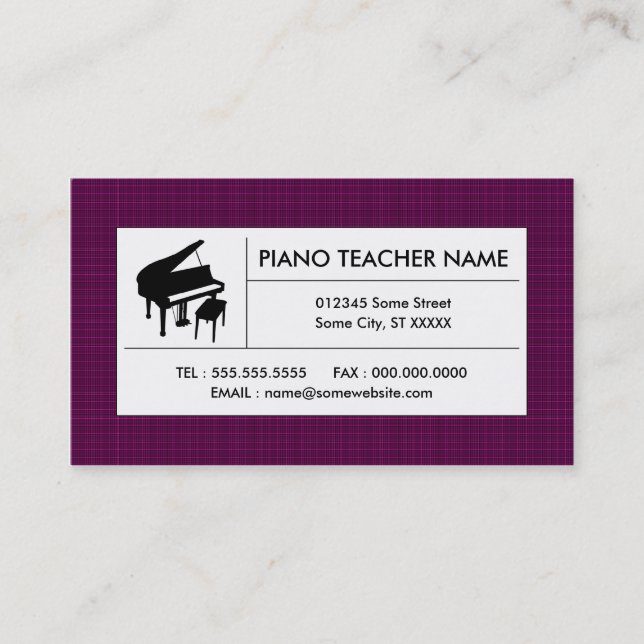 plaid piano business card (Front)