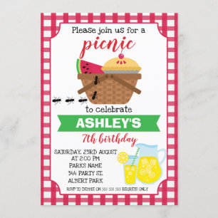 Plaid Picnic Birthday invitation