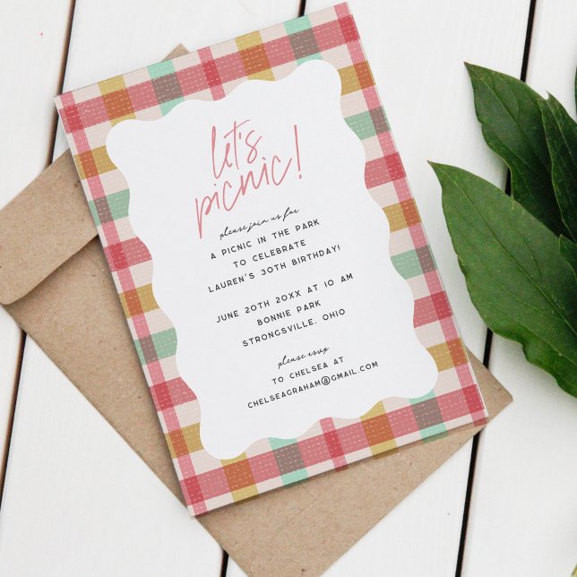 Plaid Picnic in the Park Birthday Invitation (Creator Uploaded)