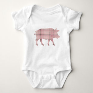 Plaid Pig  Baby Bodysuit