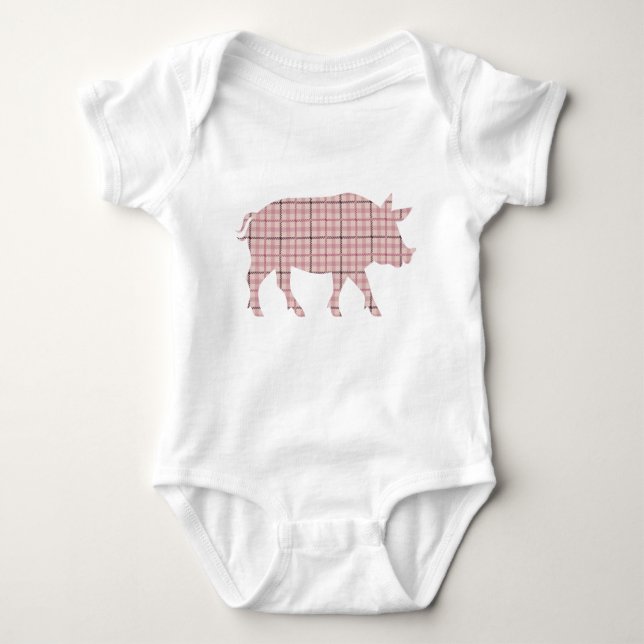 Plaid Pig  Baby Bodysuit (Front)