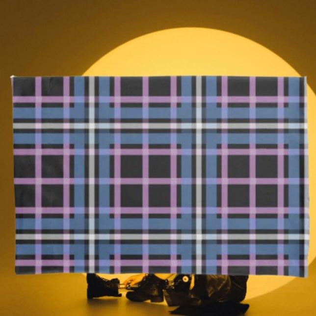 Plaid Pillowcase – Blue, Lavender & Black (Creator Uploaded)