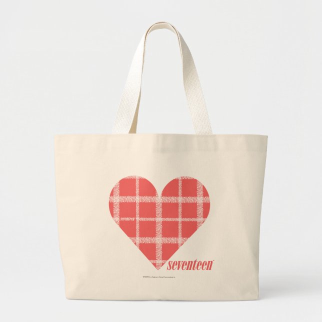 Plaid Pink 4 Large Tote Bag (Front)