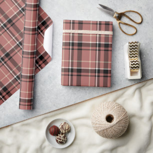 Plaid  Pink, Black and Tan Wrapping Paper