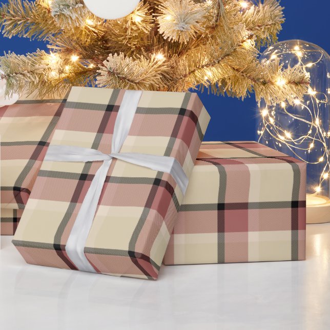 Plaid Pink, Black and Tan  Wrapping Paper (Holidays)