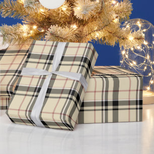  Plaid Pink, Black and Tan Wrapping Paper