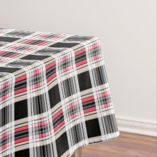 Plaid , pink , black , white tablecloth