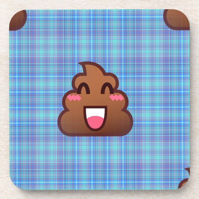 plaid poop emoji coaster (Front)