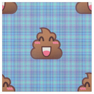 plaid poop emoji fabric