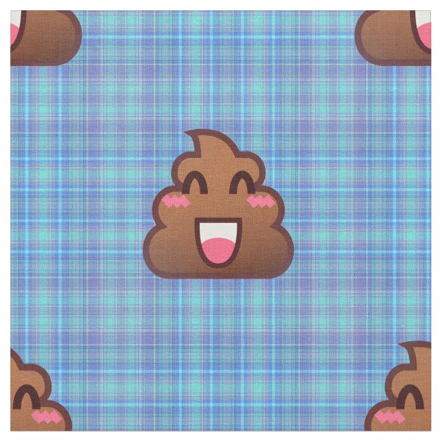 plaid poop emoji fabric (Close Up)