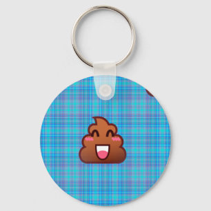 plaid poop emoji key ring