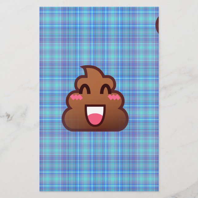 plaid poop emoji stationery (Front)