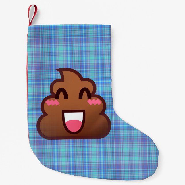 plaid poop emoji xmas christmas stocking (Front)